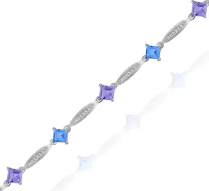 0.22ct Diamond, 2.27ct Blue Topaz and 1.61 ct Pink Amethyst Bracelet set in 14KT White Gold  / JBCB150030K