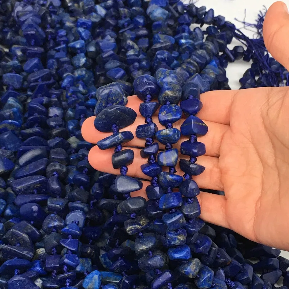 1 st, Half Polished Natural Lapis Lazuli Chunk Chips Free Form Beads,Afghanistan