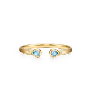 18k Yellow Gold Bella Blue Moonstone & Diamond Bangle Bracelet