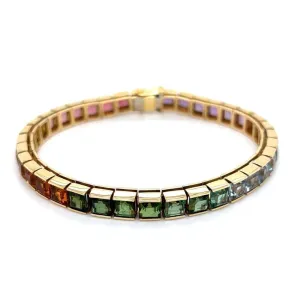 18k Yellow Gold Rainbow Gemstone Line Bracelet Regard Jewelry Austin, Texas