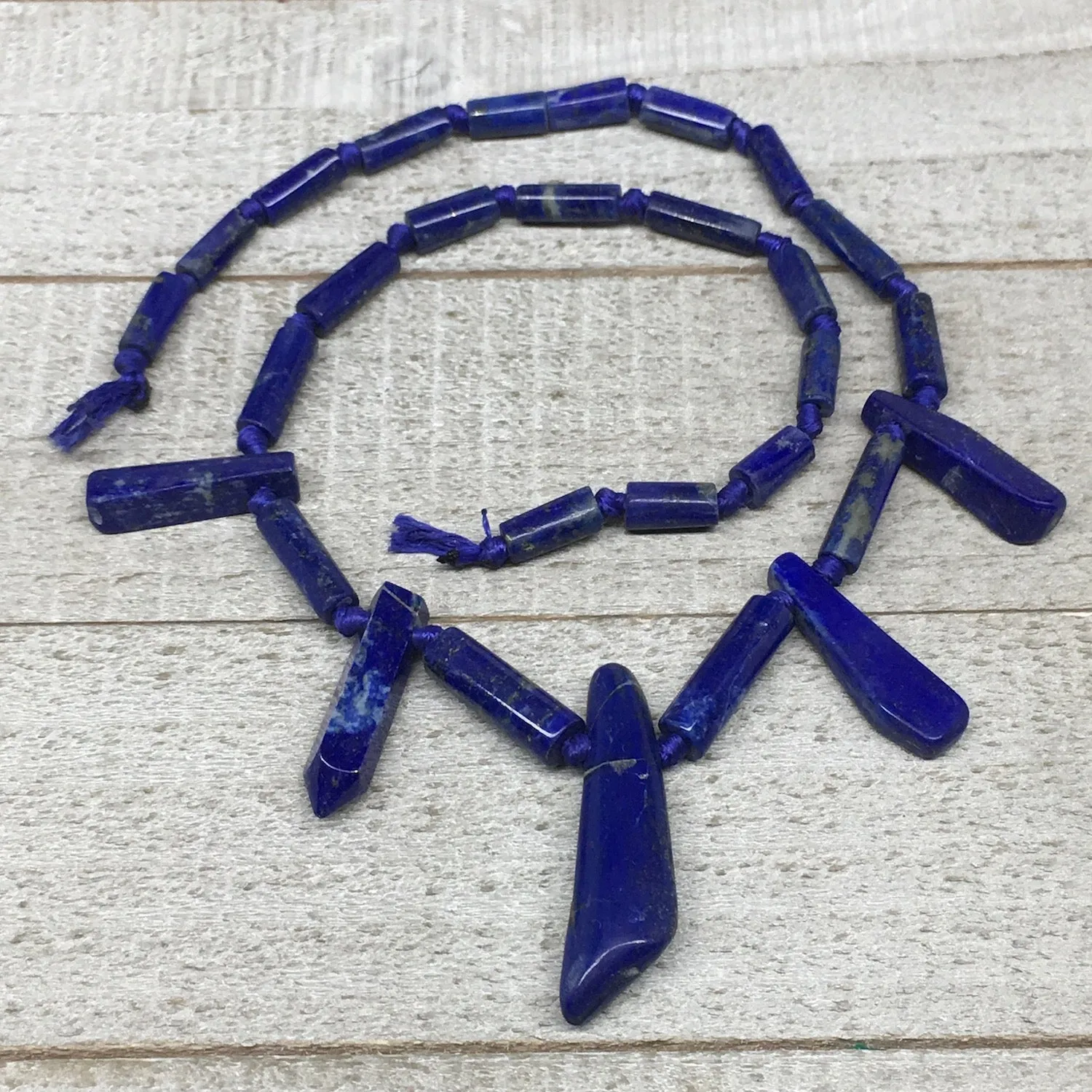 31.8g,10mm-41mm, Natural Lapis Lazuli Polished Tube Beads Strand,29 Beads,LPB280