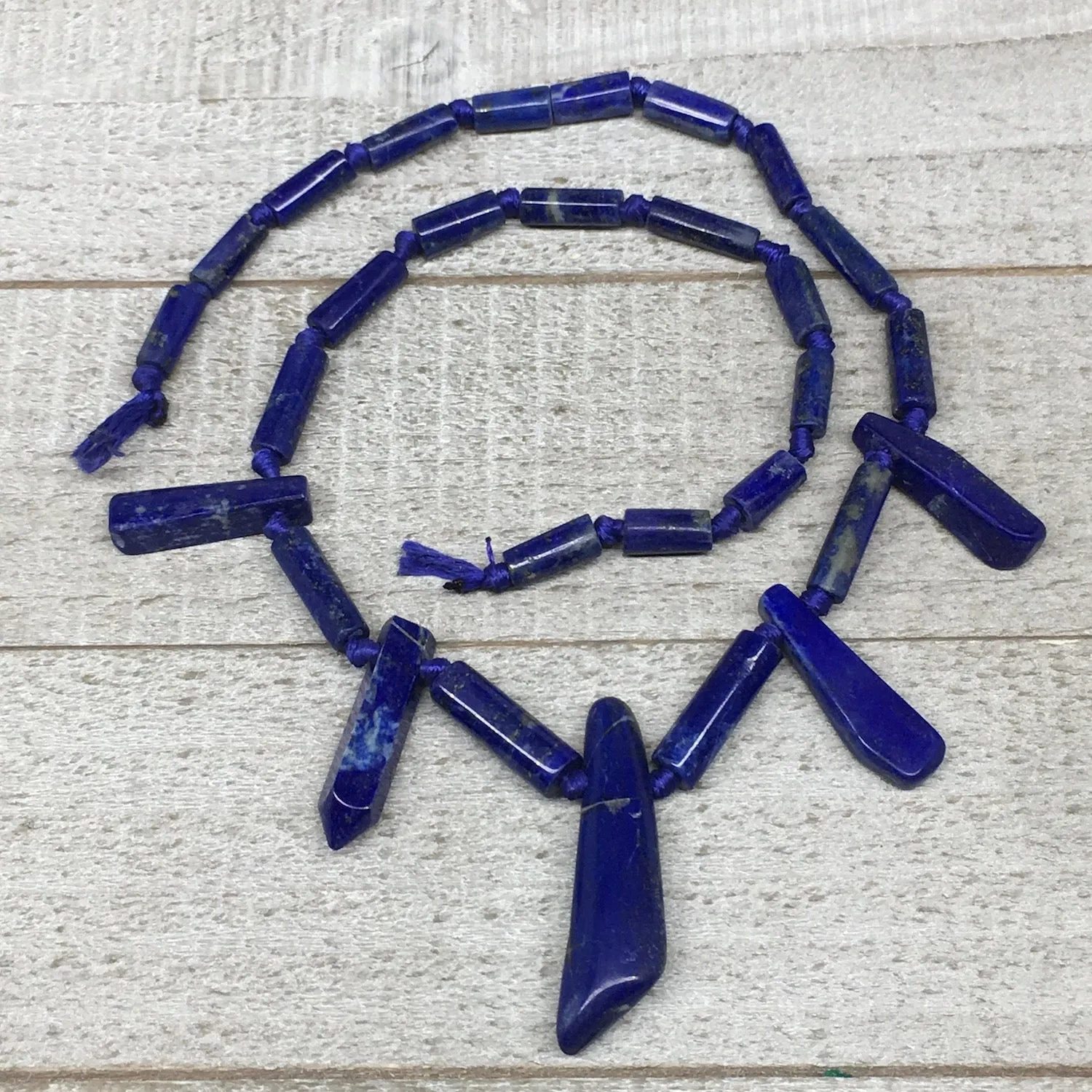 31.8g,10mm-41mm, Natural Lapis Lazuli Polished Tube Beads Strand,29 Beads,LPB280