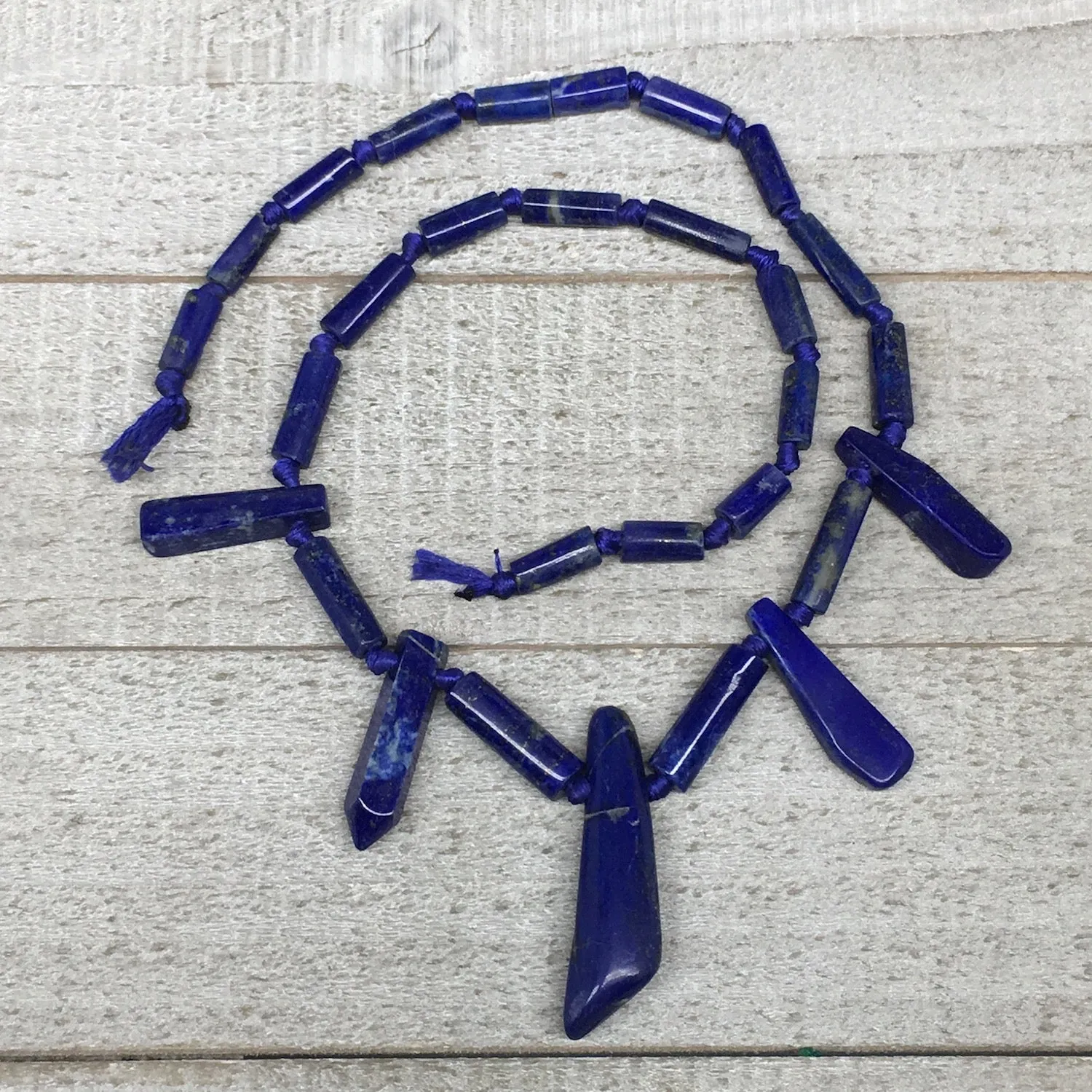 31.8g,10mm-41mm, Natural Lapis Lazuli Polished Tube Beads Strand,29 Beads,LPB280
