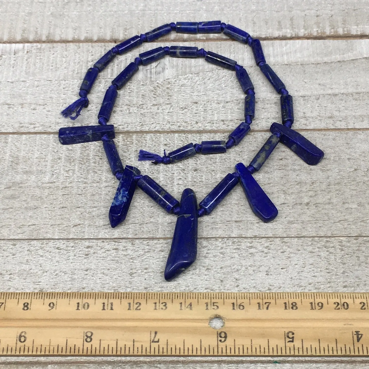 31.8g,10mm-41mm, Natural Lapis Lazuli Polished Tube Beads Strand,29 Beads,LPB280