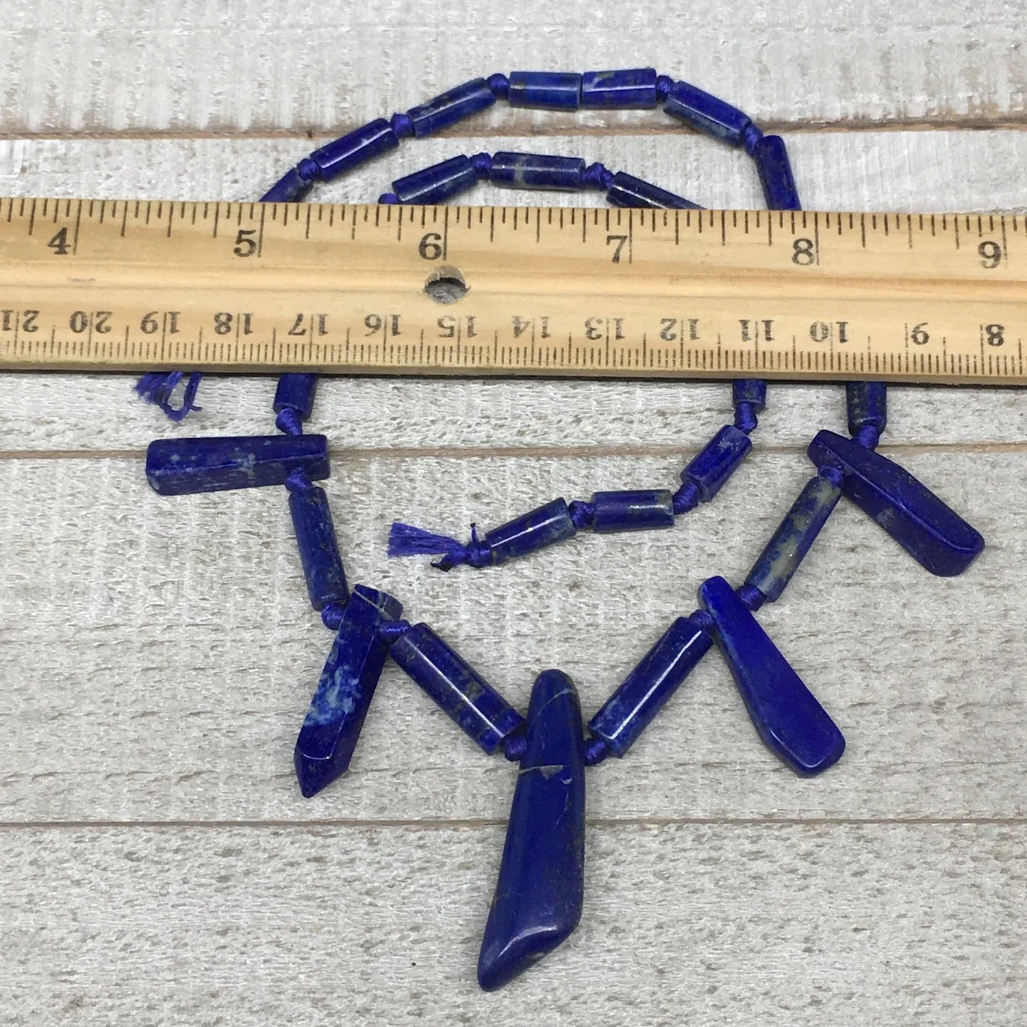 31.8g,10mm-41mm, Natural Lapis Lazuli Polished Tube Beads Strand,29 Beads,LPB280