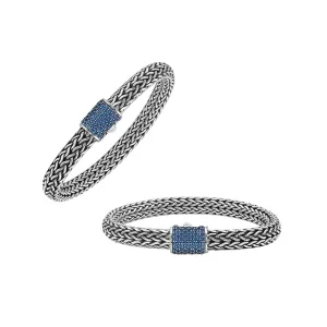 AB-1121-BT Sterling Silver Bracelet With Blue Topaz Q.