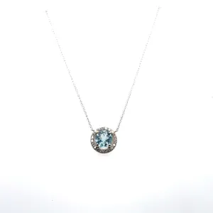 Blue Topaz With Diamond Halo Set in 14k White Gold at Regard Jewelry in Austin, Texas