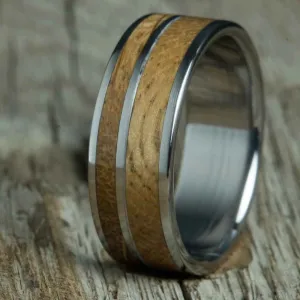 Bourbon barrel wood rings with titanium
