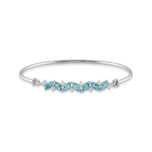 Bracelet Jonc Classique Argent 925 Topaz Marquise et Opale