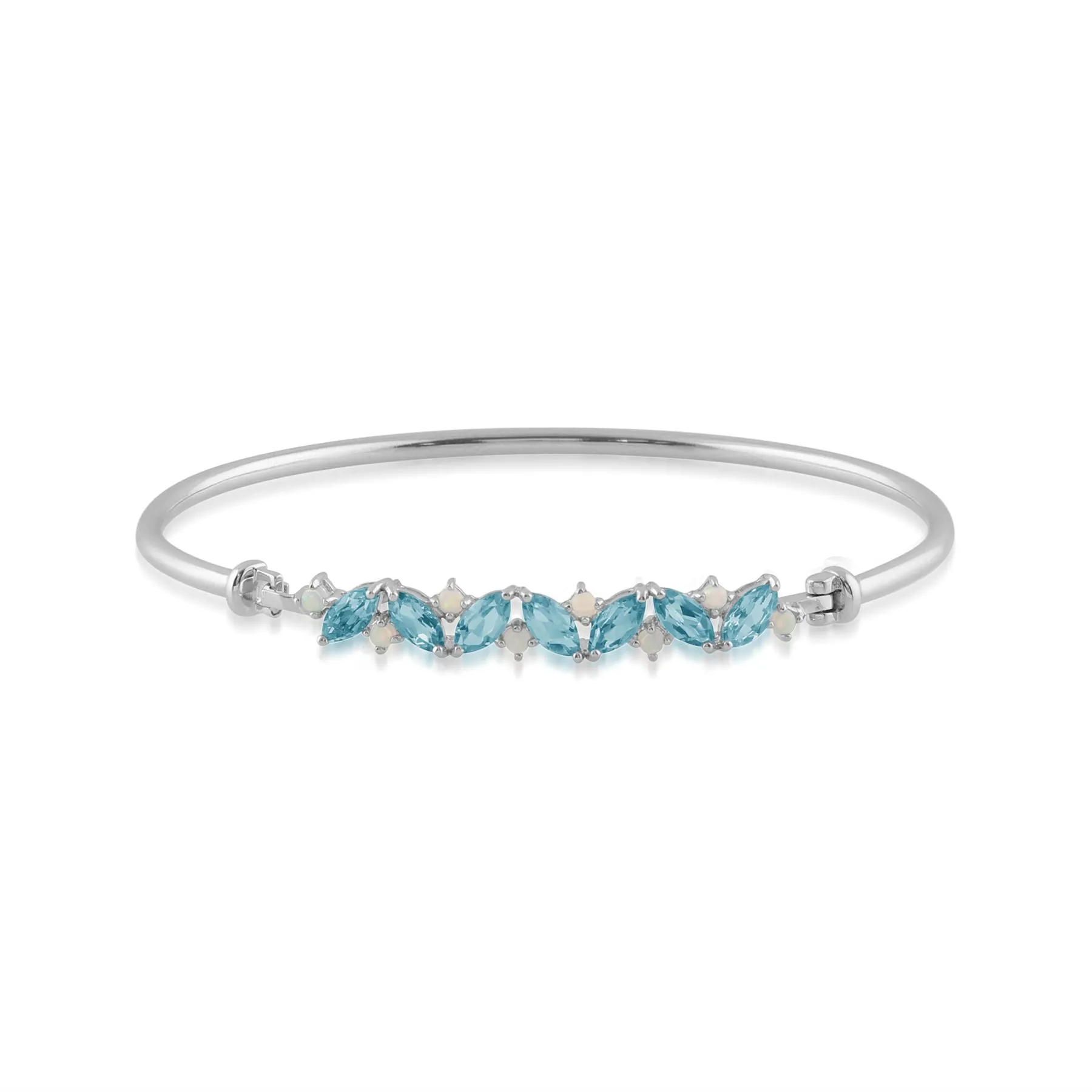 Bracelet Jonc Classique Argent 925 Topaz Marquise et Opale