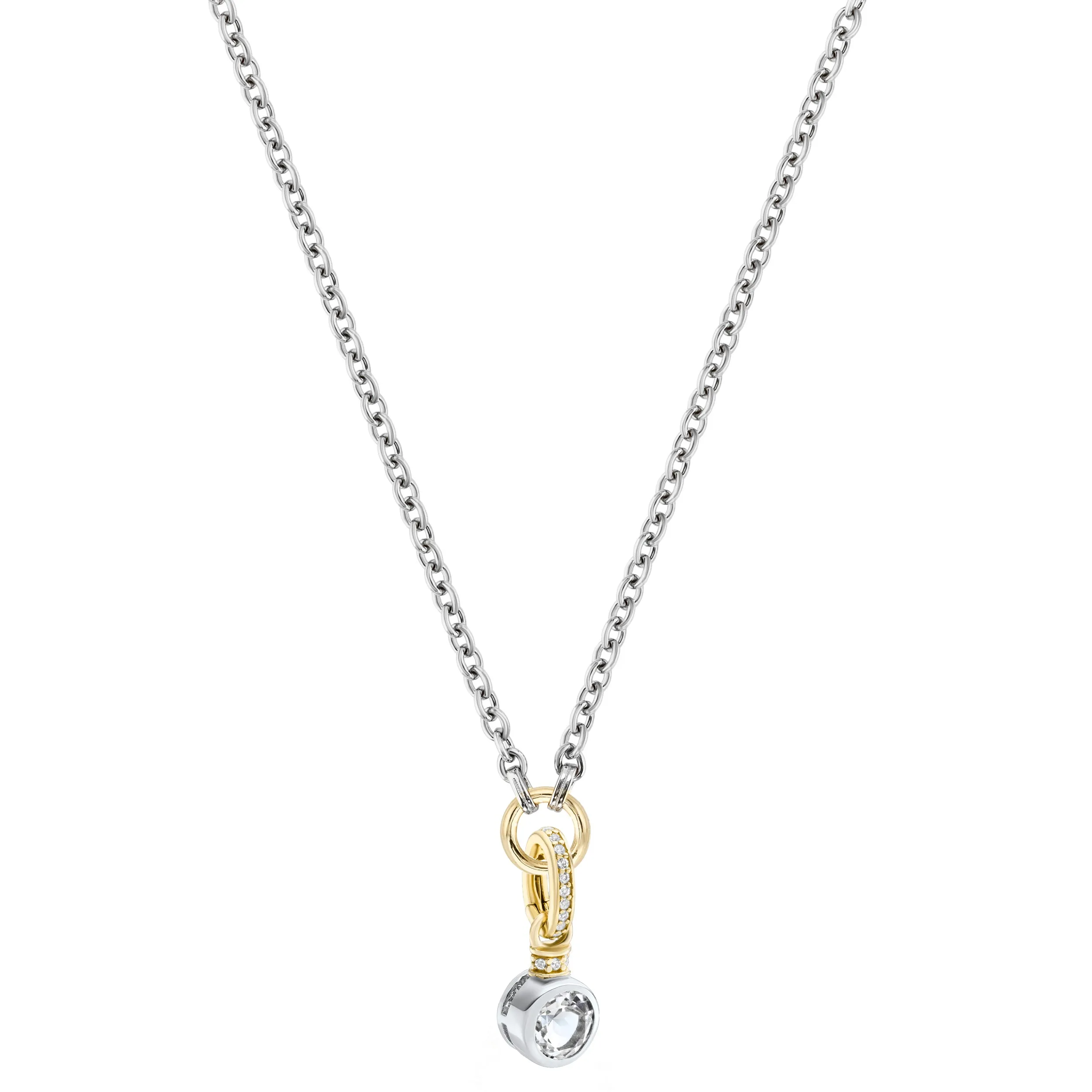 Brilliant Cut Charm on Carrier Chain
