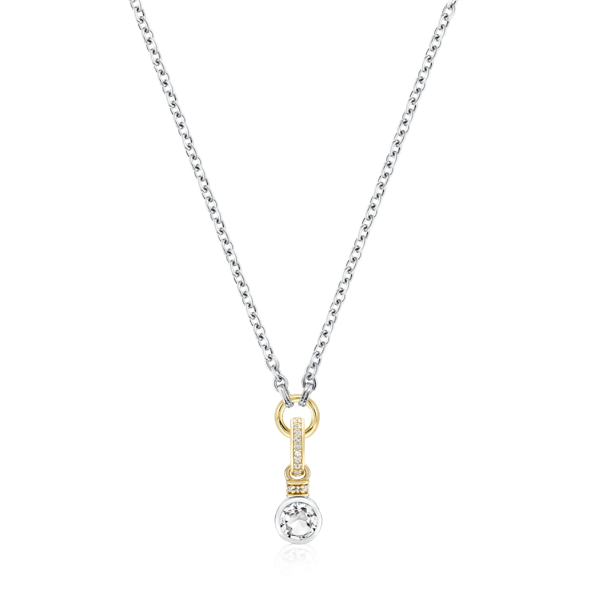 Brilliant Cut Charm on Carrier Chain