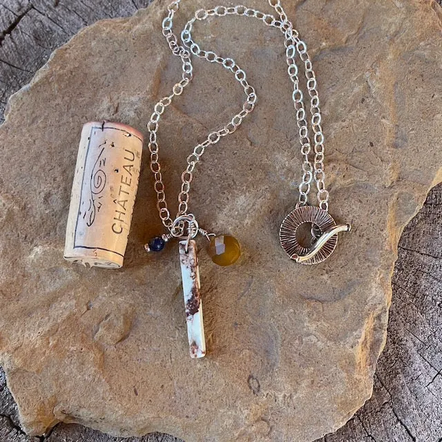 Chrysoprase stick pendant necklace