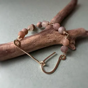 Denver Taupe Moonstone Beaded Bracelet, boho beaded bracelet
