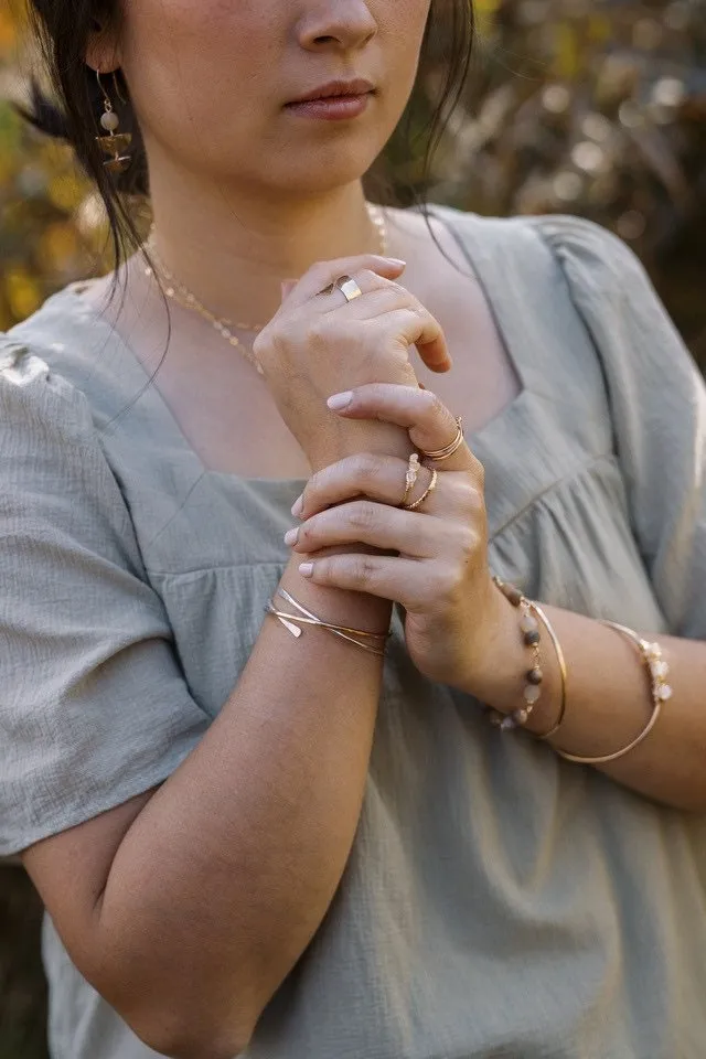 Denver Taupe Moonstone Beaded Bracelet, boho beaded bracelet