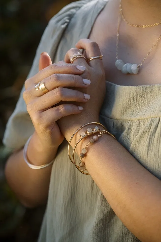 Denver Taupe Moonstone Beaded Bracelet, boho beaded bracelet