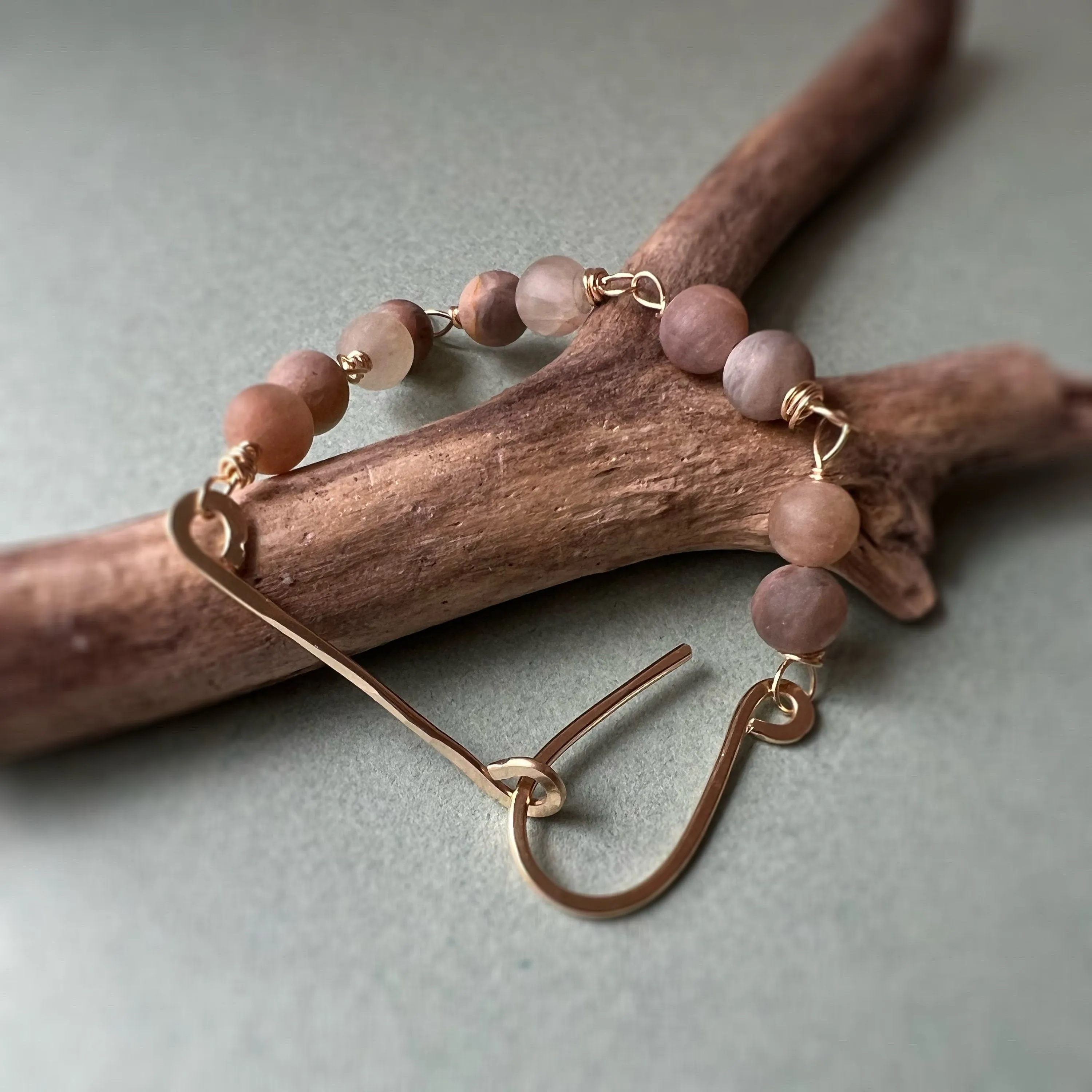 Denver Taupe Moonstone Beaded Bracelet, boho beaded bracelet