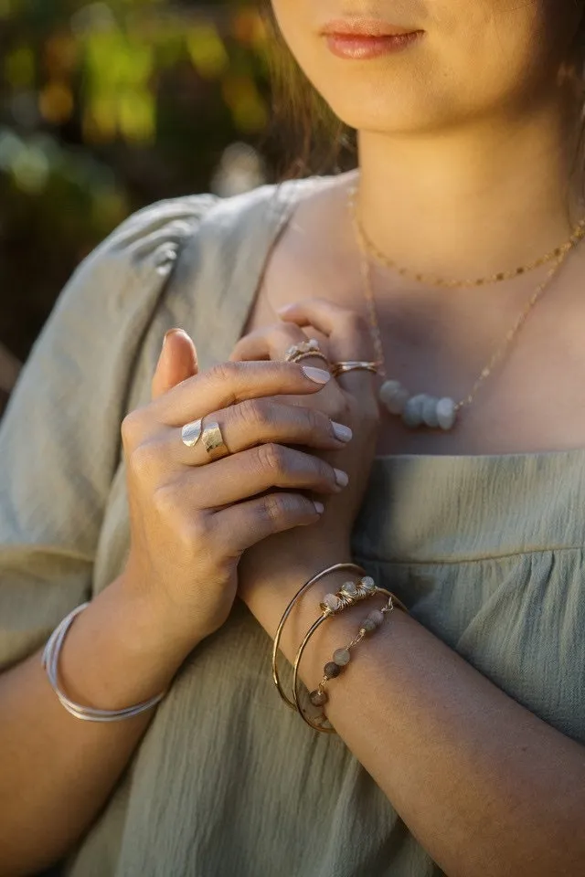 Denver Taupe Moonstone Beaded Bracelet, boho beaded bracelet
