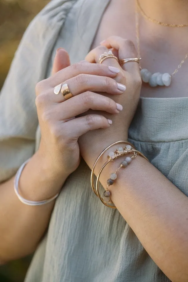Denver Taupe Moonstone Beaded Bracelet, boho beaded bracelet