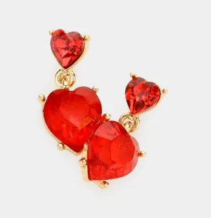 Double Heart Dangle Earrings