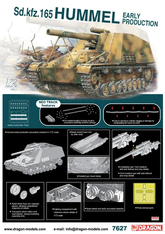Dragon Military 1/72 SdKfz 165 Hummel Early Production Tank w/Neo Track Kit