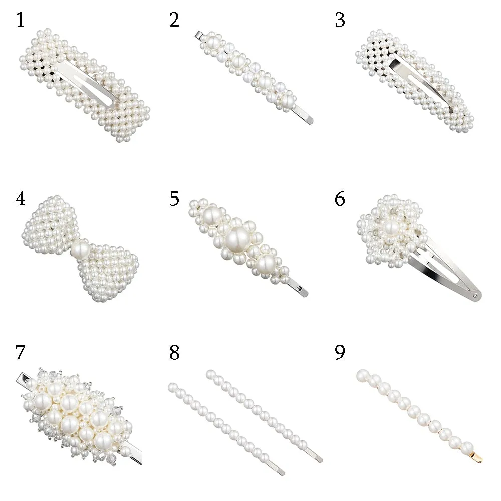 Fashion Pearl Hair Clip for Women Elegant Korean Design Snap Barrette Stick Hairpin Hair Styling Accessories