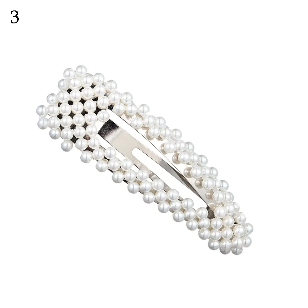Fashion Pearl Hair Clip for Women Elegant Korean Design Snap Barrette Stick Hairpin Hair Styling Accessories