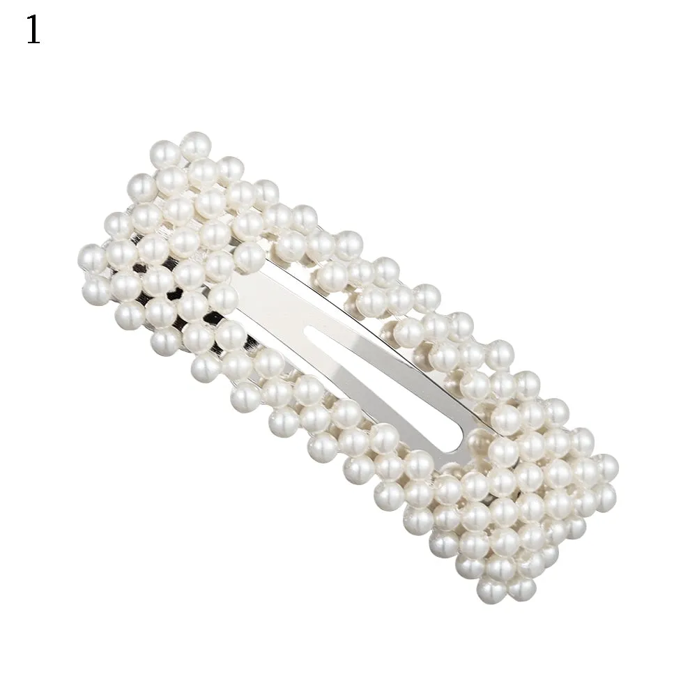 Fashion Pearl Hair Clip for Women Elegant Korean Design Snap Barrette Stick Hairpin Hair Styling Accessories