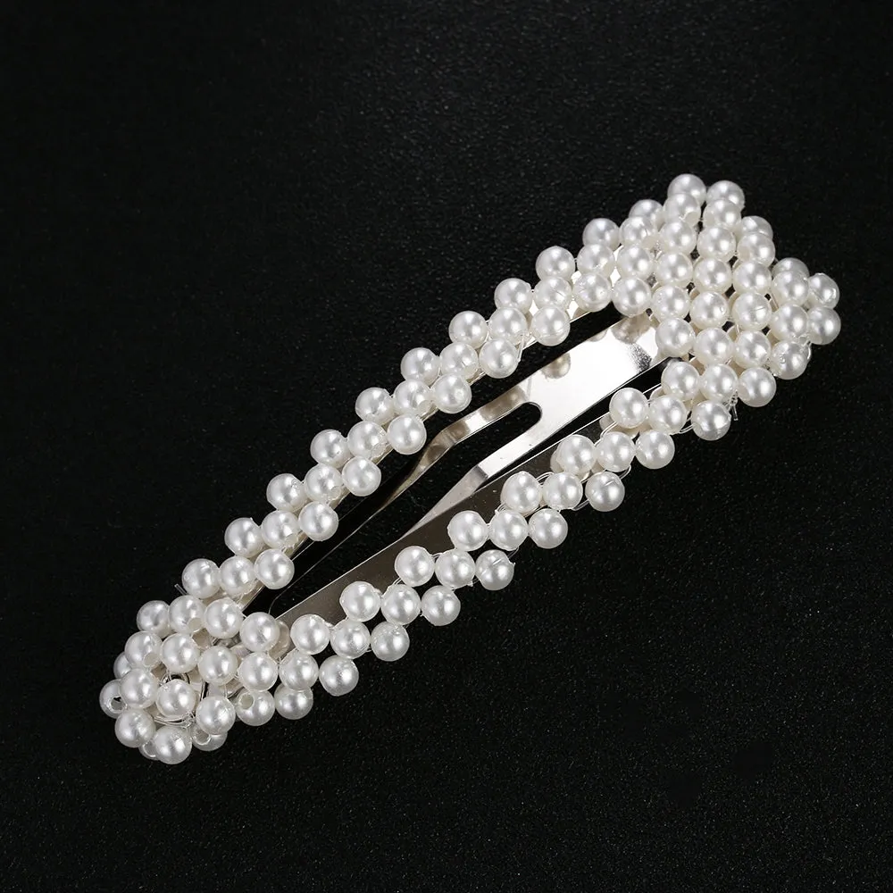 Fashion Pearl Hair Clip for Women Elegant Korean Design Snap Barrette Stick Hairpin Hair Styling Accessories