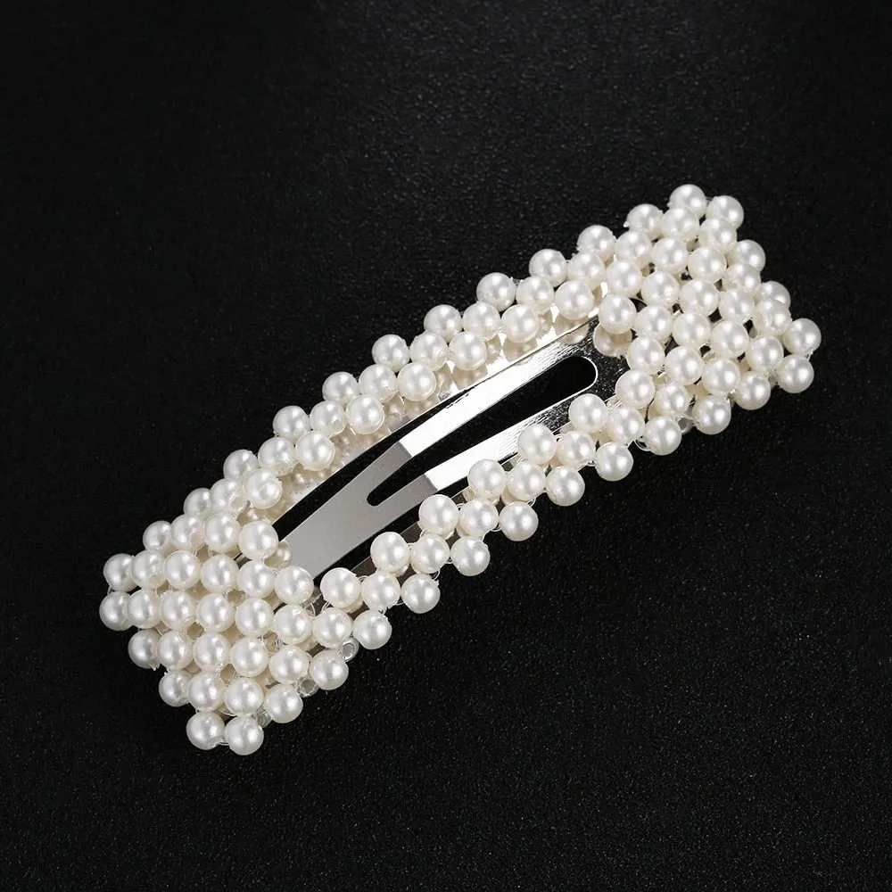 Fashion Pearl Hair Clip for Women Elegant Korean Design Snap Barrette Stick Hairpin Hair Styling Accessories