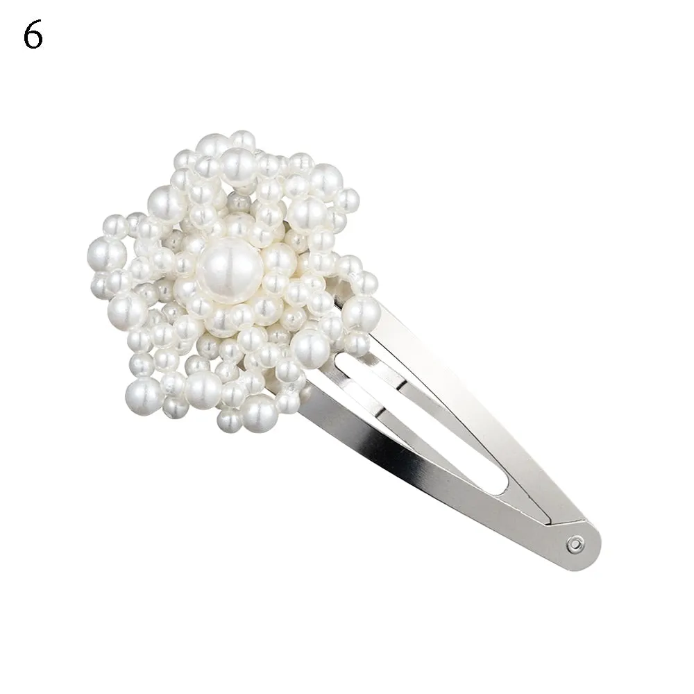 Fashion Pearl Hair Clip for Women Elegant Korean Design Snap Barrette Stick Hairpin Hair Styling Accessories