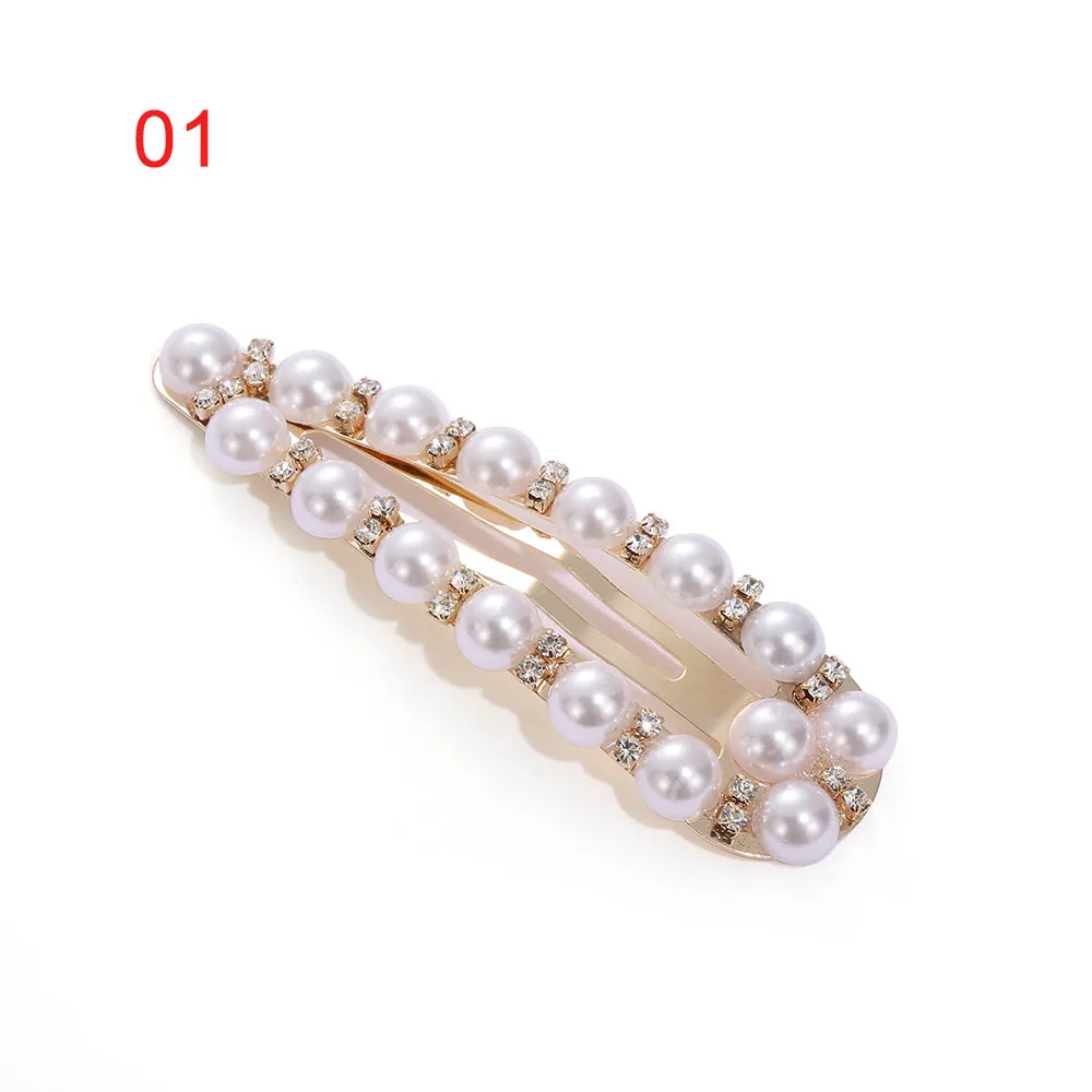 Fashion Pearl Hair Clip for Women Elegant Korean Design Snap Barrette Stick Hairpin Hair Styling Accessories
