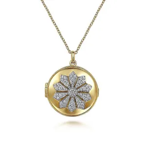 Gabriel & Co. 14K White-Yellow Gold Diamond Locket Necklace