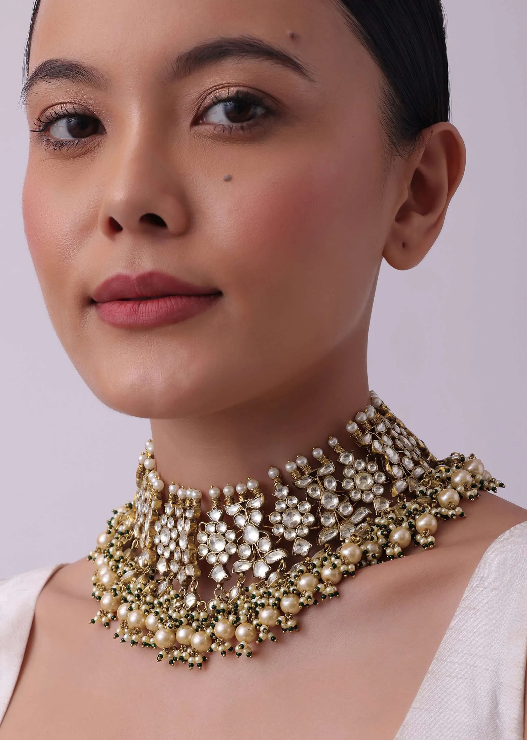 Gold Finish Heavy Bridal Choker And Maang Tikka Set