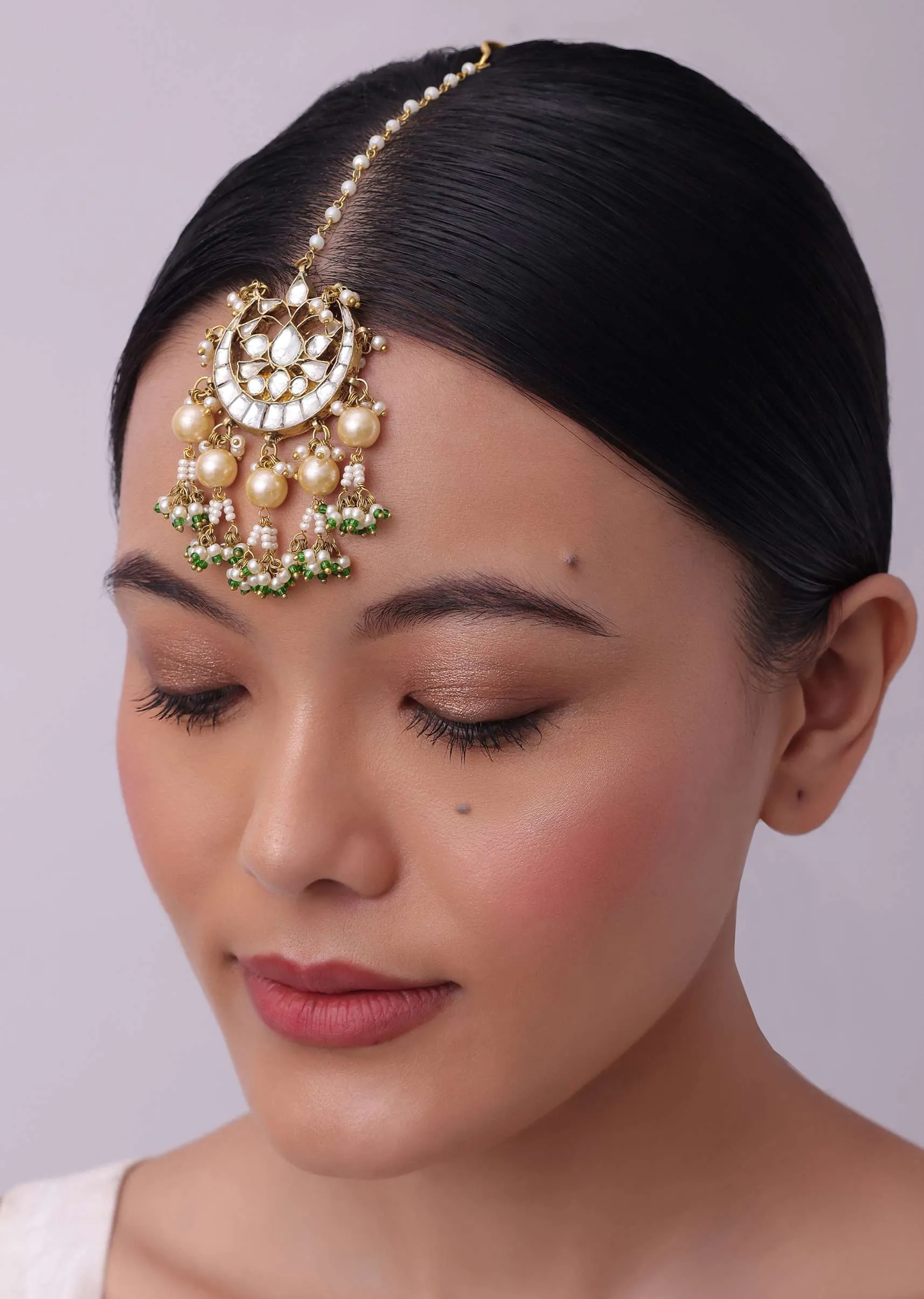 Gold Finish Heavy Bridal Choker And Maang Tikka Set