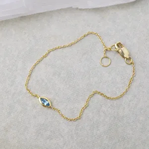 Gold Vermeil Marquis Blue Topaz Solitaire Bracelet