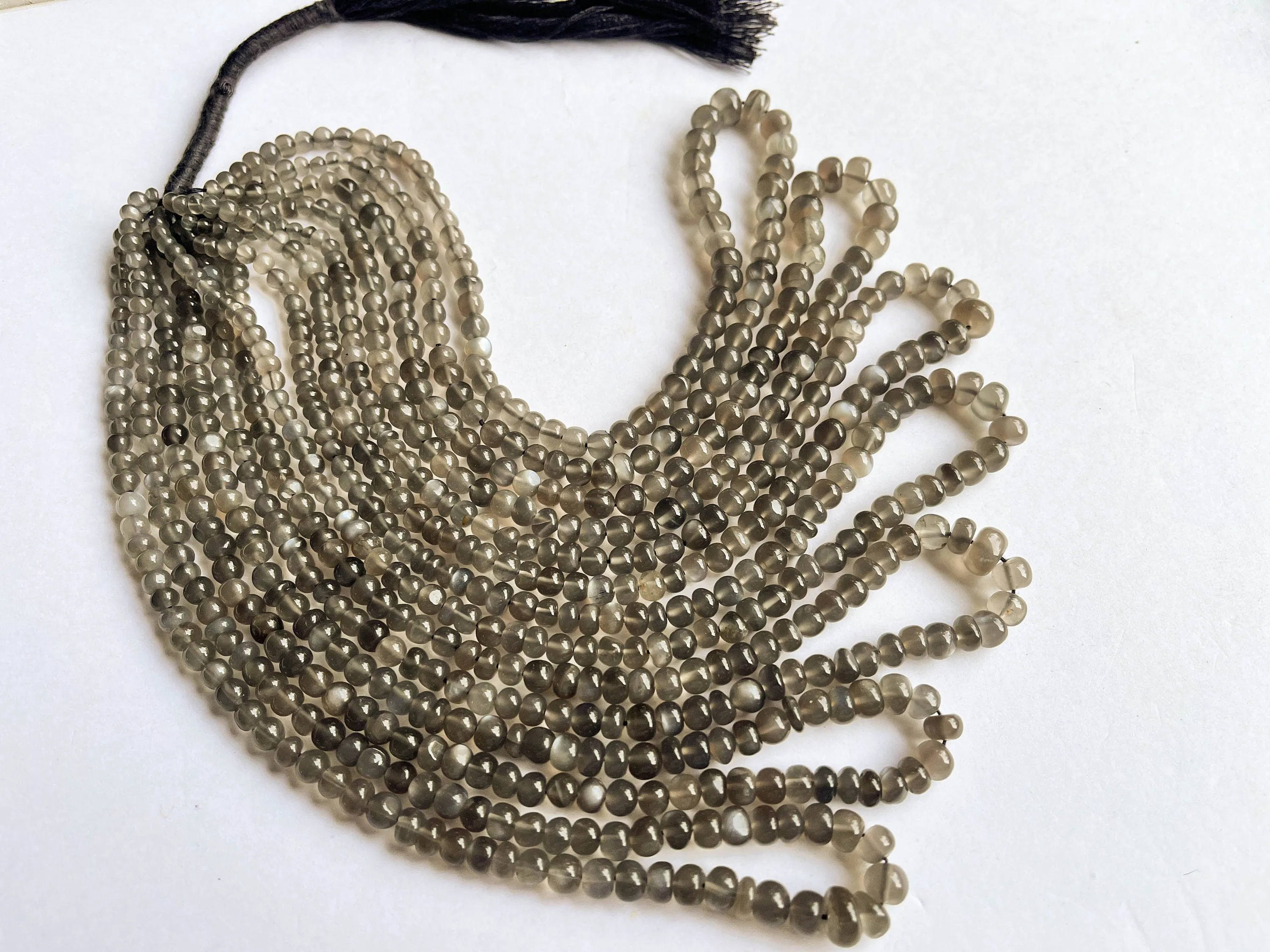 Grey Moonstone Smooth Rondelle Beads