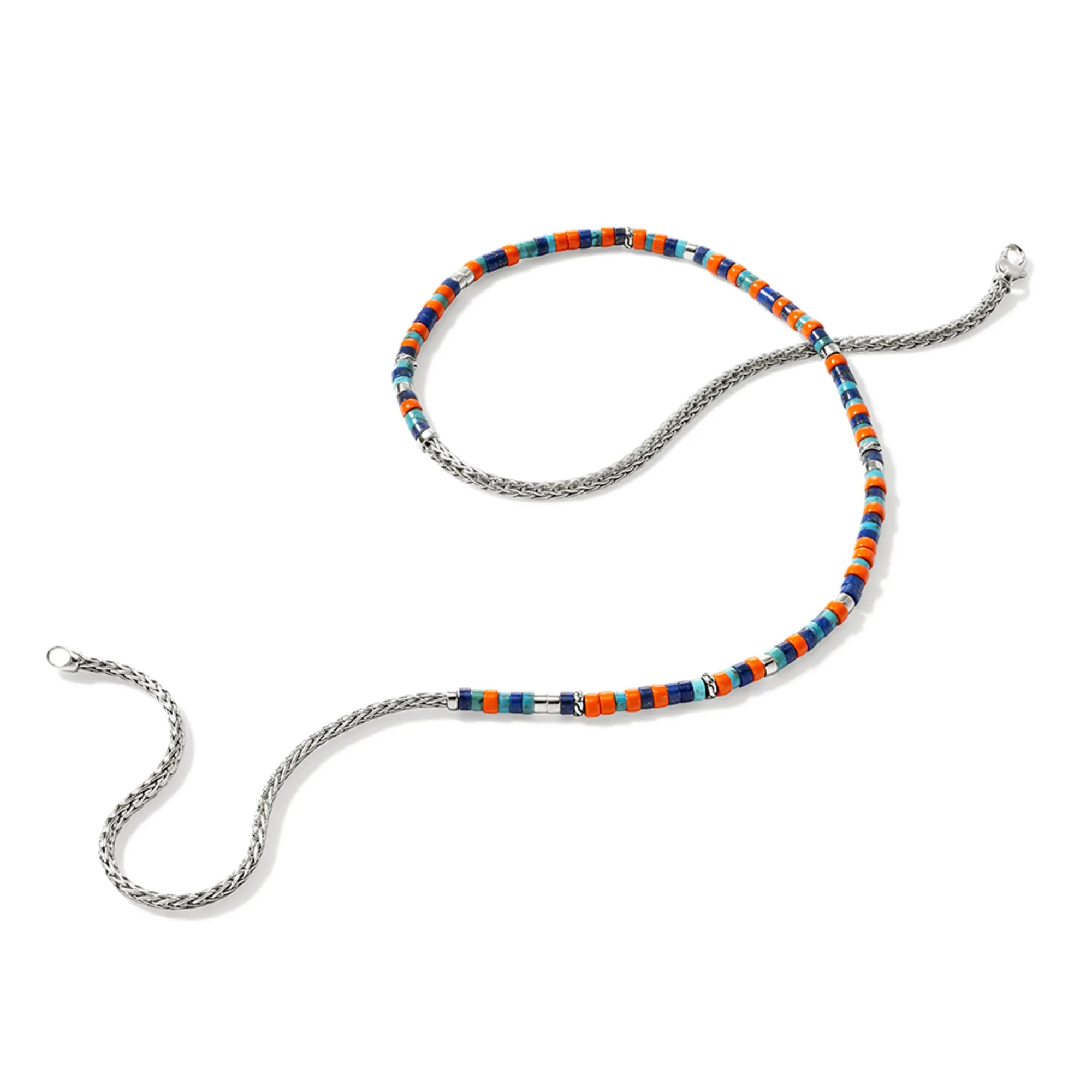 Heishi Chain Necklace, Silver|NMS9012321ORLPZTQ