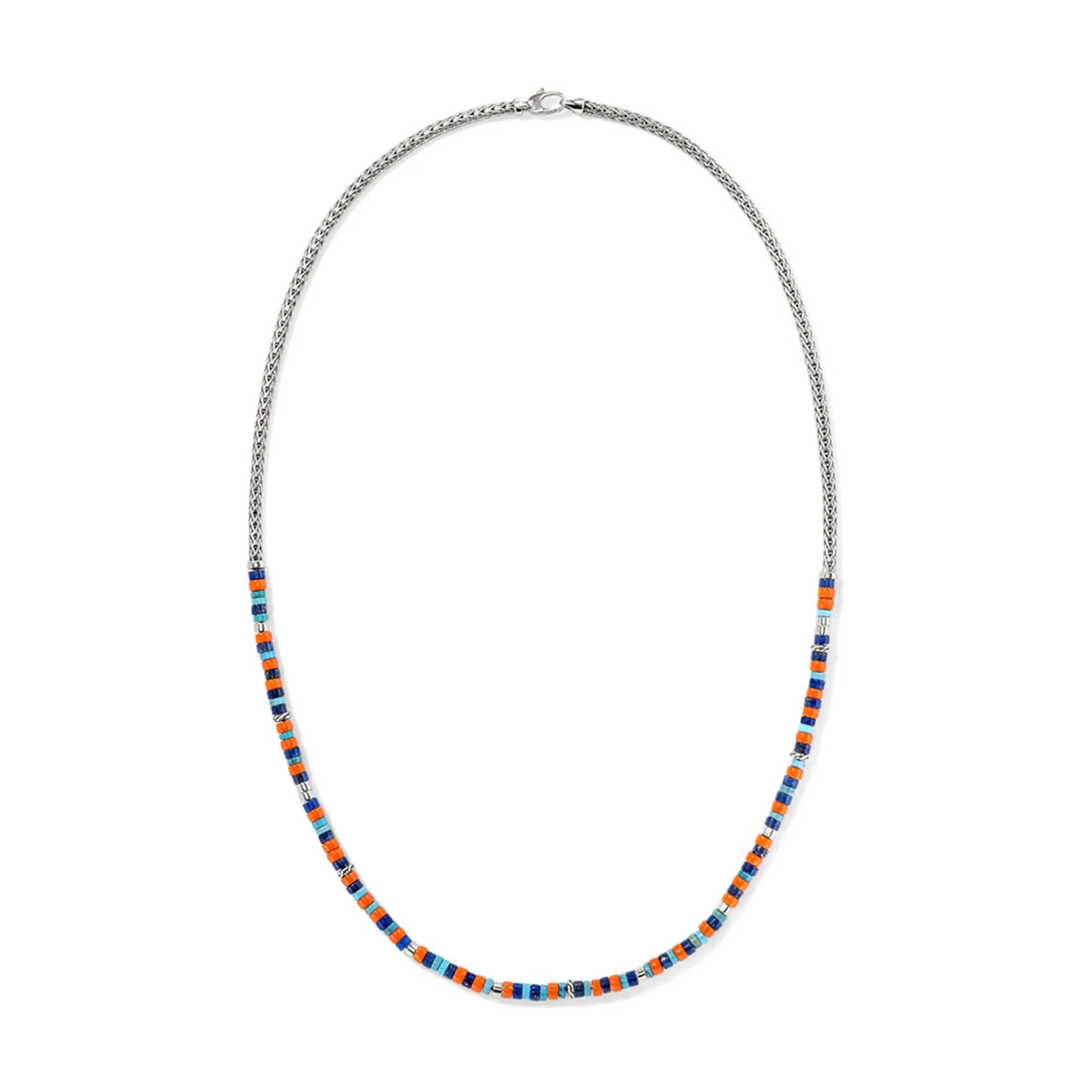 Heishi Chain Necklace, Silver|NMS9012321ORLPZTQ