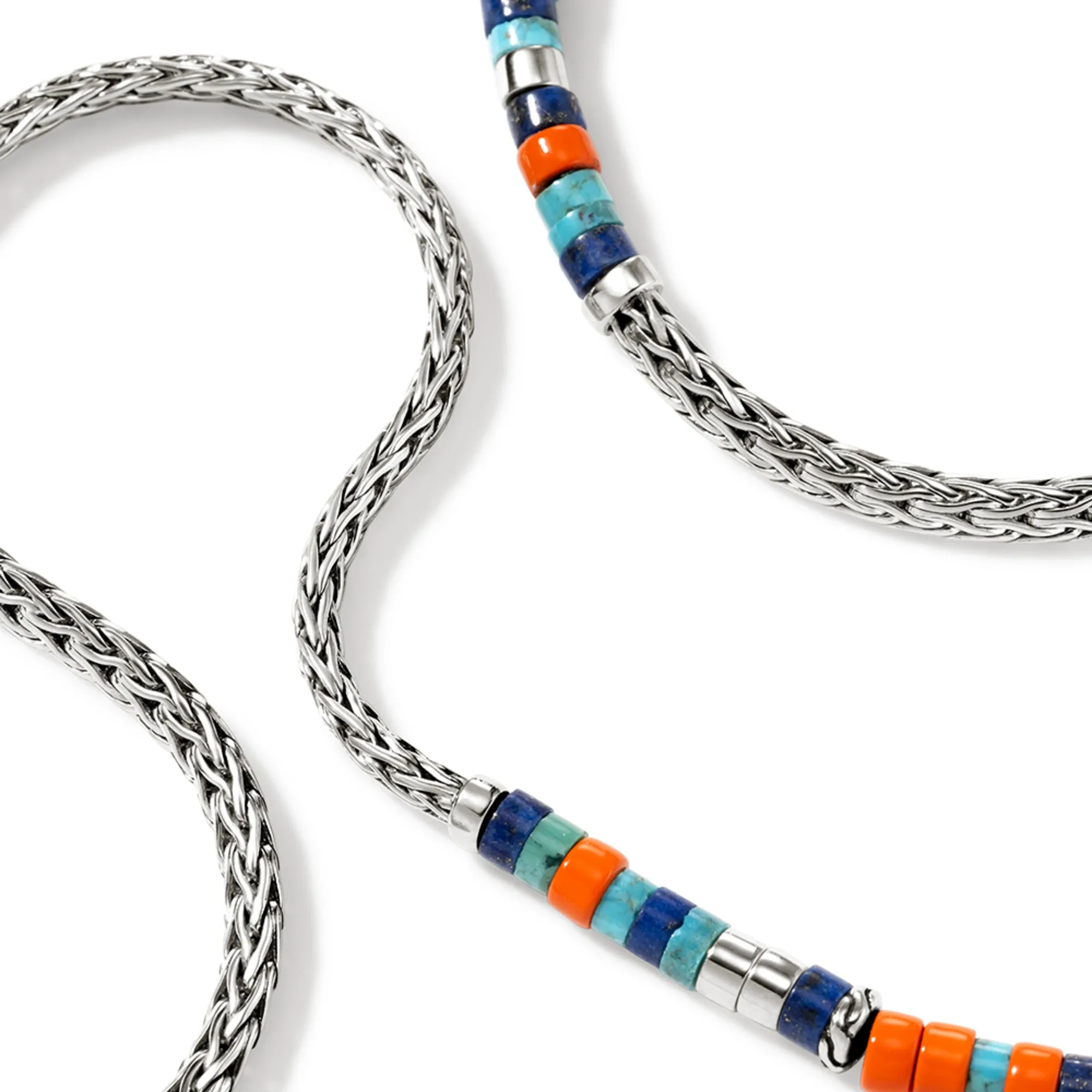 Heishi Chain Necklace, Silver|NMS9012321ORLPZTQ