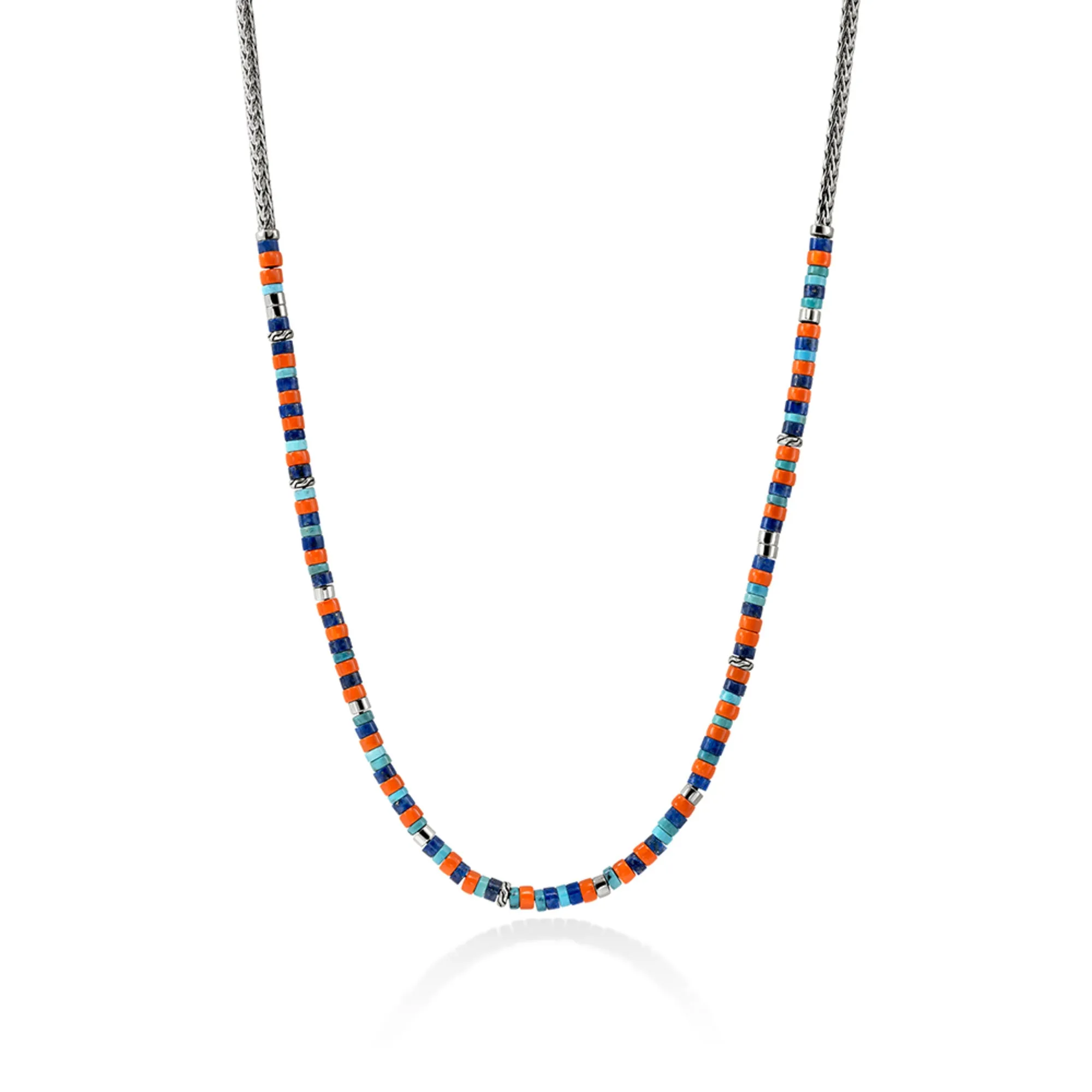 Heishi Chain Necklace, Silver|NMS9012321ORLPZTQ