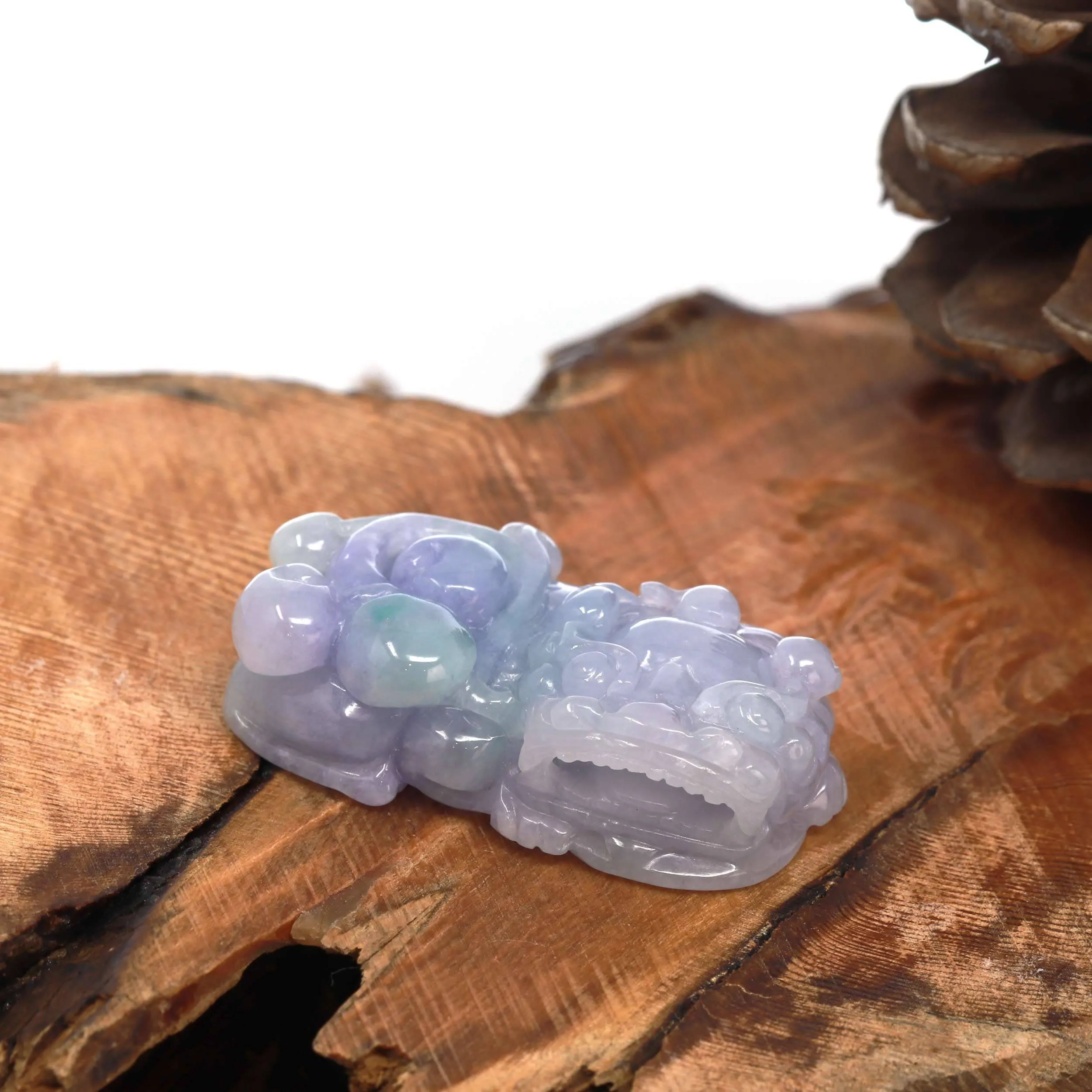 High-End Genuine Burmese Lavender Jadeite Jade PiXiu Pendant Necklace (Feng-Shui Lucky)