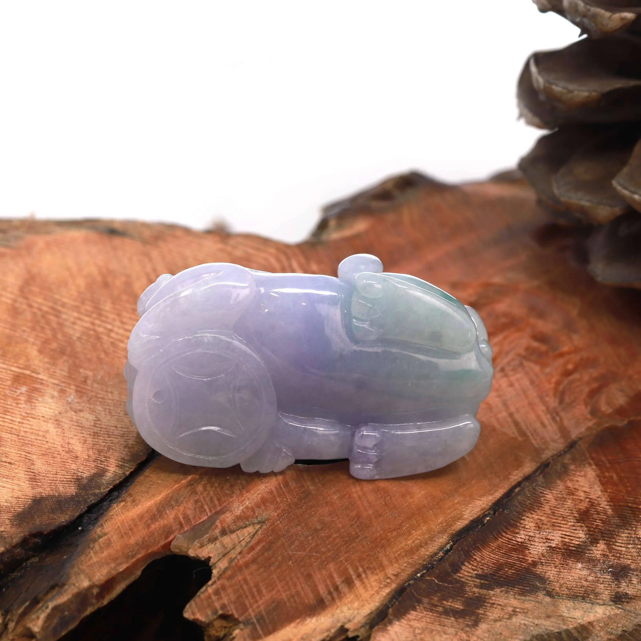 High-End Genuine Burmese Lavender Jadeite Jade PiXiu Pendant Necklace (Feng-Shui Lucky)