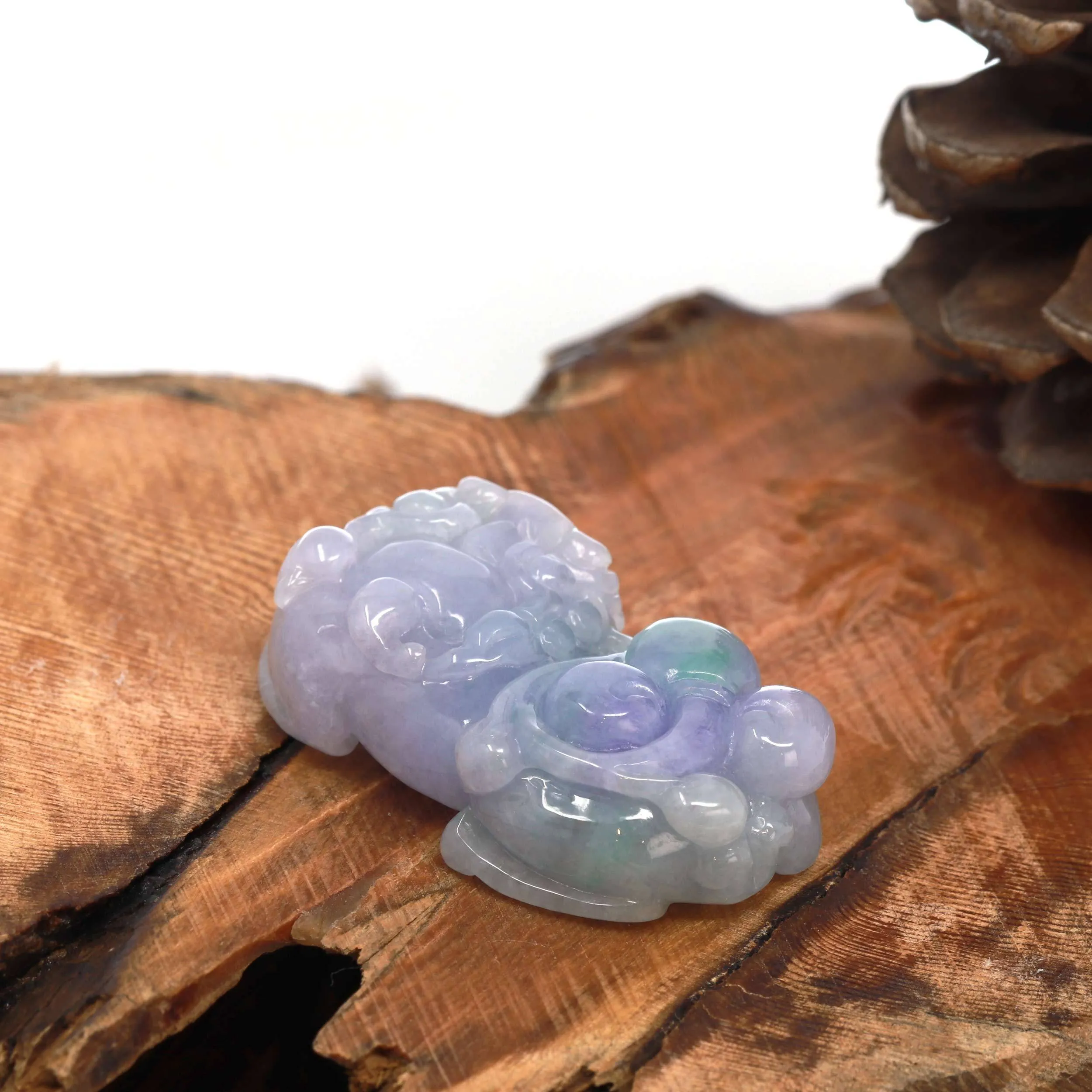 High-End Genuine Burmese Lavender Jadeite Jade PiXiu Pendant Necklace (Feng-Shui Lucky)