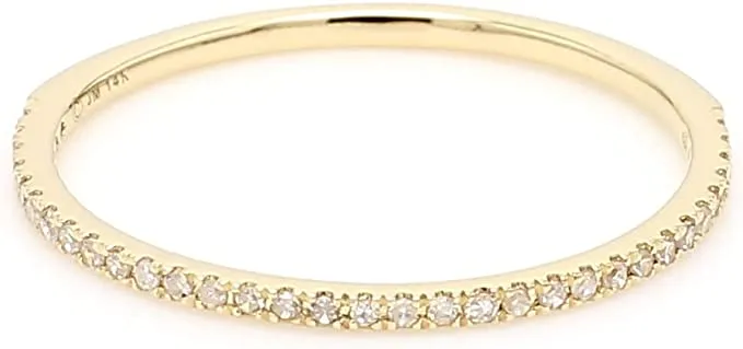JewelMore 1/10 Carat (ctw) 10K Rose Gold Round White Diamond Ladies Dainty Anniversary Wedding Stackable Ring
