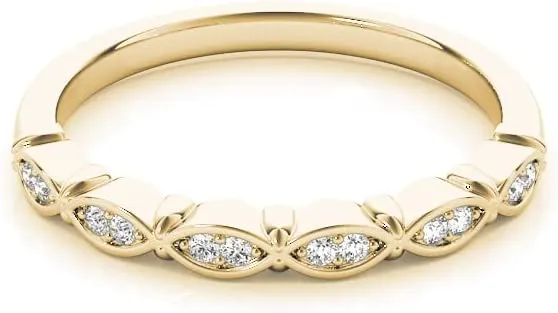 JewelMore 1/10CT Round Diamond Wedding Band 14K Solid Rose Gold, White Gold & Yellow Gold (H-I , I2-I3)