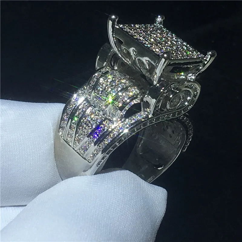 Judy High End Luxury 925 sterling Silver Pave setting AAAAA CZ Engagement Band Rings Women Wedding Jewelry Gift