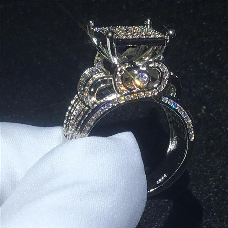 Judy High End Luxury 925 sterling Silver Pave setting AAAAA CZ Engagement Band Rings Women Wedding Jewelry Gift
