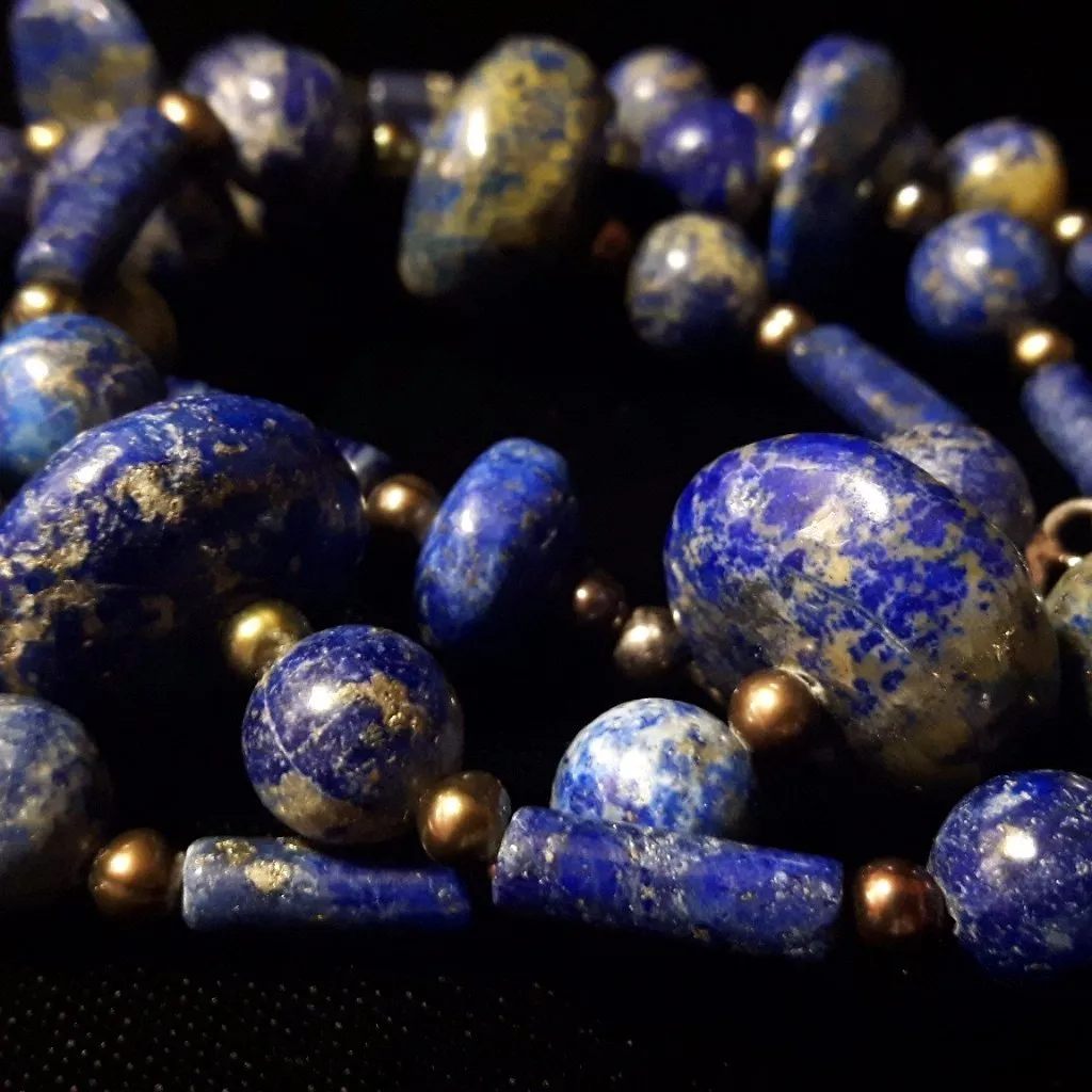 Lapis Lazuli & Pearl Silver Necklace