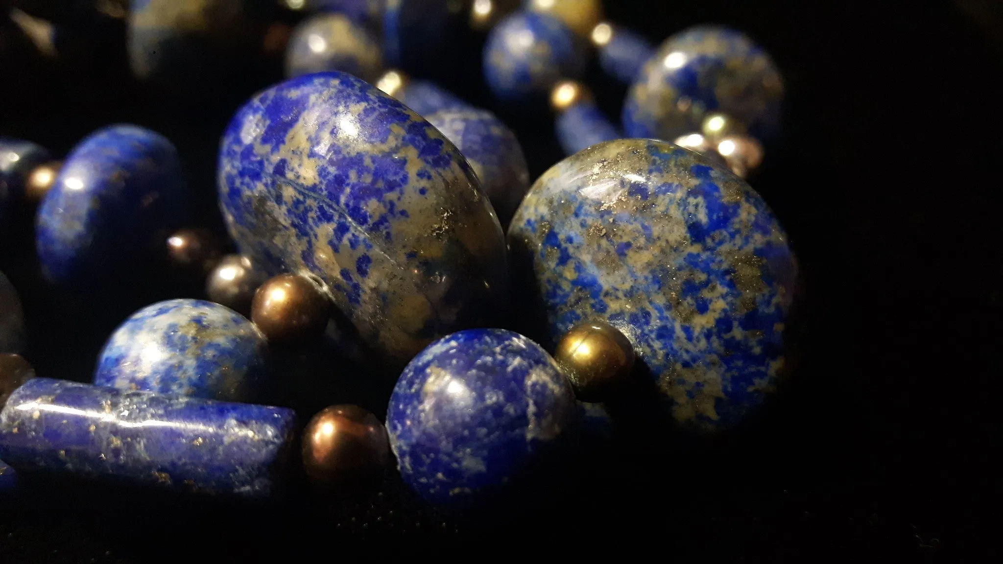 Lapis Lazuli & Pearl Silver Necklace